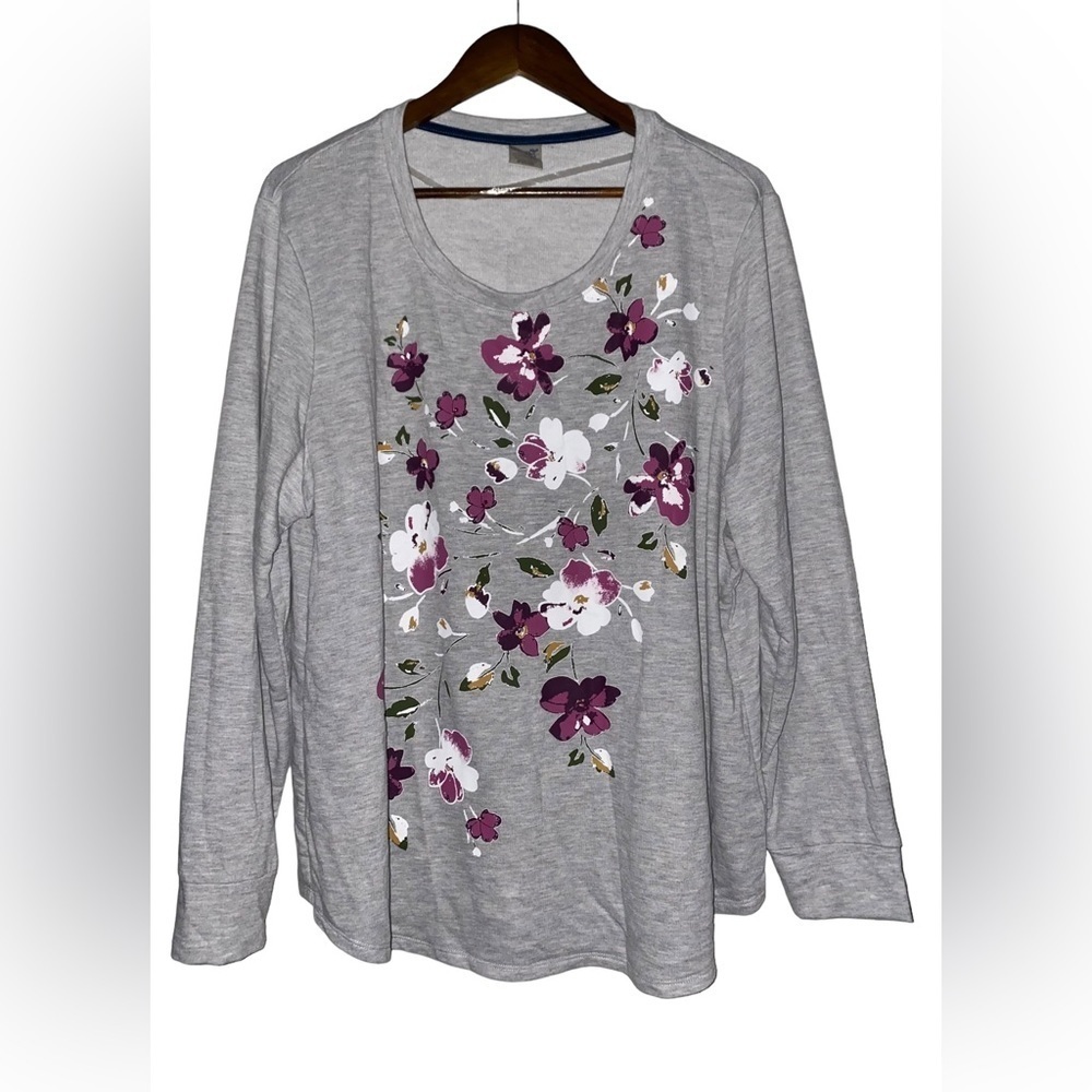 Terra & Sky Floral Popover Top Long Sleeve Women 1X Cottagecore‎ Prairie
